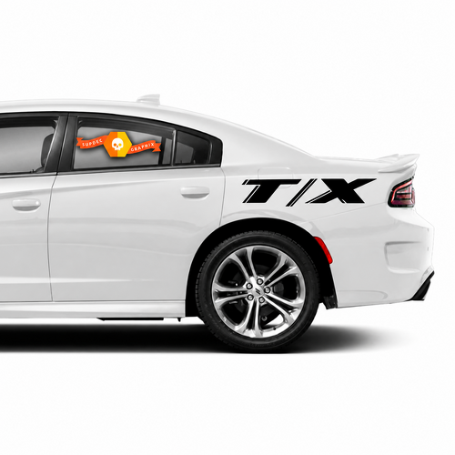 T/X Solid Quarter Lettering Pair Achterspatbord Vinylsticker voor Dodge Charger