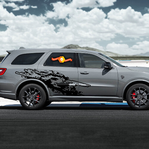 Destroyed Splash Stripe Pair Zijkant Achterspatbord Vinylsticker voor Dodge Durango SRT