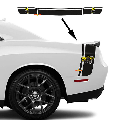 Drag Bee Stijl Dubbele Strepen Buitenkant Kofferbak Vinyl Decal Kit voor Dodge Challenger Charger