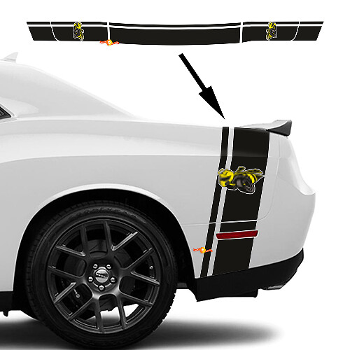 Drag Bee Style Achterste Staartstrepen Vinyl Decal Kit voor Dodge Challenger of Charger
