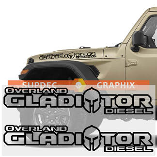 2 Jeep Hood Gladiator Helm Overland Diesel Vinyl Grafische stickers sticker
