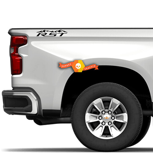 RST Mountains Style Achterzijde Zij Vinyl Stickers Voor Chevrolet Silverado