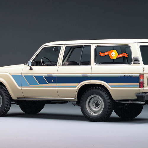 Paar Land Cruiser 60 SERIE TRD Zijdeuren Retro Stripe Vinyl Decals Stickers voor Toyota 4Land Cruiser TRD - Blauw
