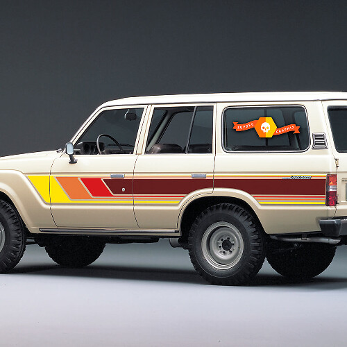 Vintage zijstrepen vinyl decalset voor Toyota Land Cruiser 60-serie