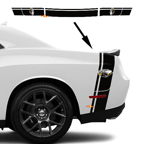 Rumble Bee Stijl Achterstrepen Decal Kit voor Dodge Challenger / Charger