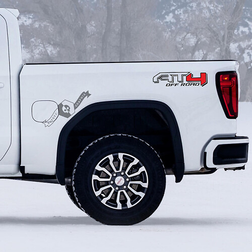 2 GMC GM Sierra 1500 AT4 off-road 4x4 Decals Stickers  2 kleuren
