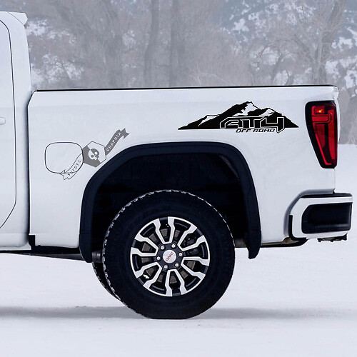 AT4 Off-Road Mountains Stijl Zijpanelen Vinyl Decals Set voor GMC Sierra 1500