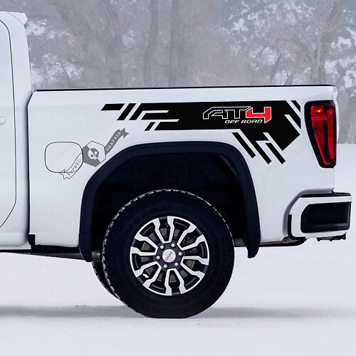 AT4 Off-Road Vinylstickerset voor zijborden voor GMC Sierra 1500