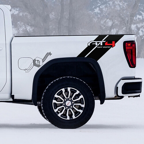 AT4 Off-Road Achterzijstrepen Vinyl Decal Set voor GMC Sierra 1500