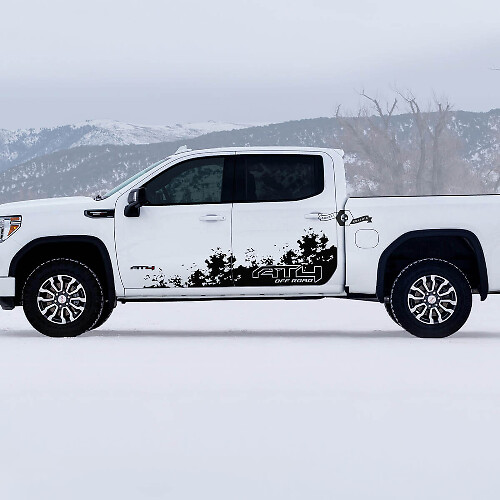 AT4 Off-Road Modderspat Zijdeur Vinyl Sticker Kit voor GMC Sierra 1500