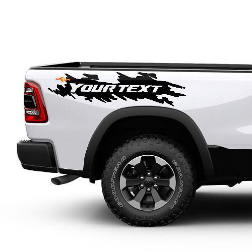Aangepaste Tekst Versleten Stijl Bedkant Vinyl Decal Sticker voor Dodge Ram 1500_1