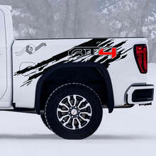 AT4 Off-Road Versleten Zijvinylstickerset voor Bed van GMC Sierra 1500_2
