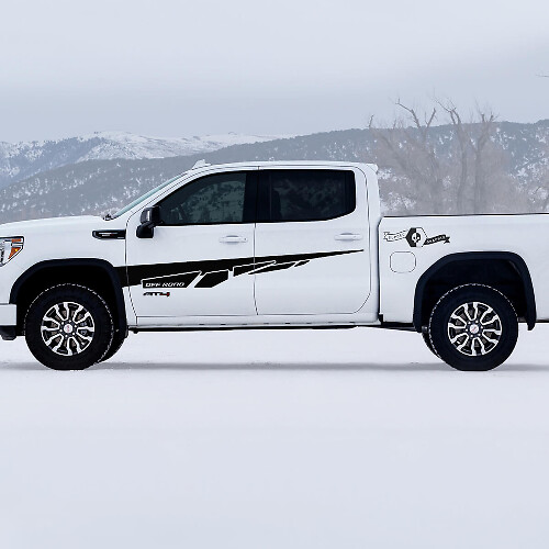2 Nieuwe GMC GM Sierra 1500 AT4 Spatborddeuren Splash Off-Road Zijkant Bed Vernietigde Decals Stickers
