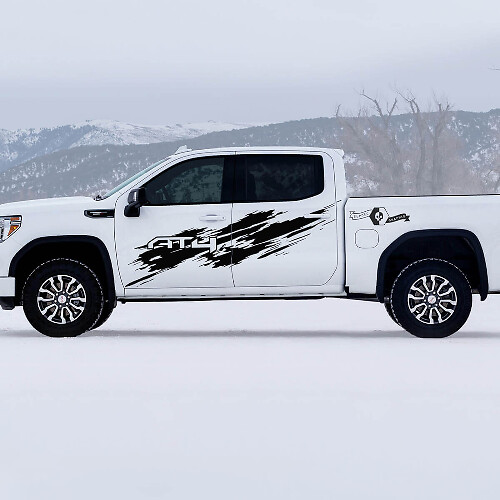 AT4 Versleten Stijl Zij Vinyl Stickers Kit voor GMC Sierra 1500