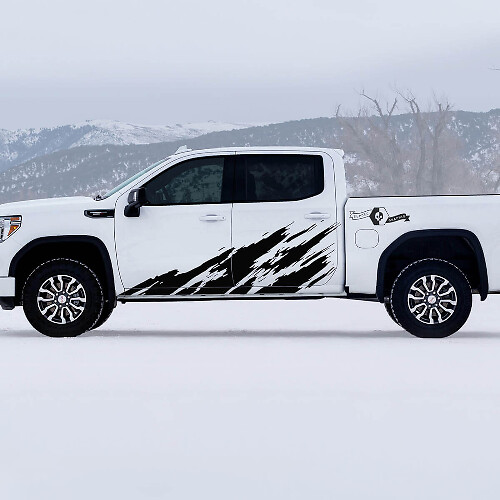 AT4 Modderspatdeur Zijkant Vinyl Decal Set voor GMC Sierra 1500