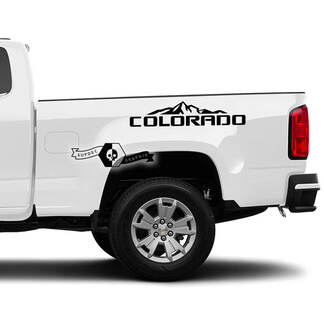 Paar Side Bed Mountains Colorado Vinyl Sticker Decal Graphic 2022+ 2023+ Chevy Colorado Extended
