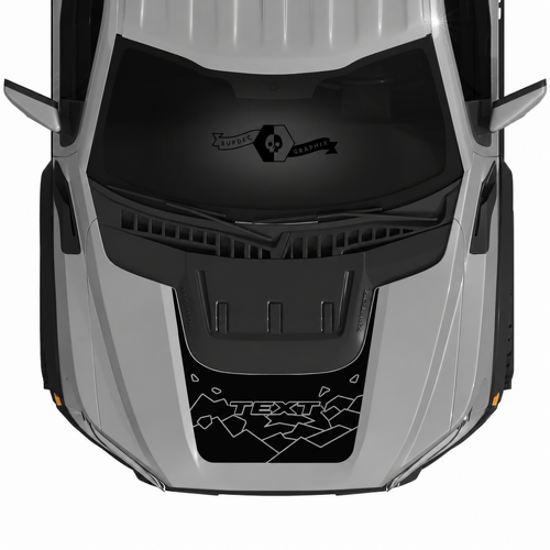 Custom Tekst Scoop Geometrische Bergen Motorkap Strepen Grafische Kit Vinyl Decals Stickers voor Musclecar vrachtwagen power truck SVT 2022-2023