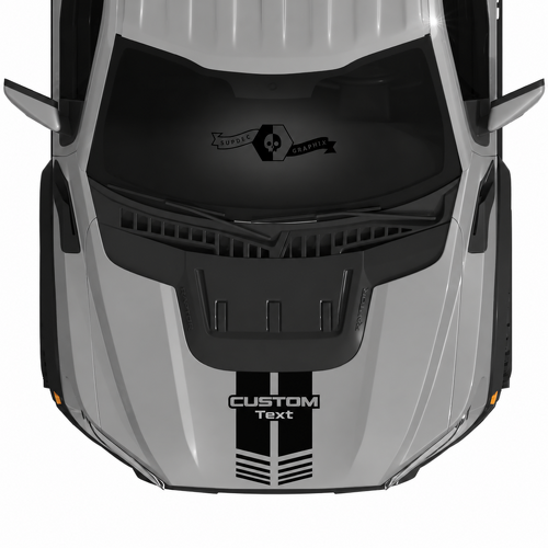 CUSTOM Tekst Dubbele Motorkap Streep Kit Motorkap Vinyl Decal Sticker voor Ford F-150 2022-2023