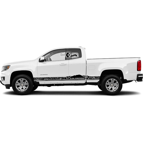 Paar Chevrolet Colorado Side Rocker Panel Stripes Mountains Contour Line Vinyl Decal Sticker
