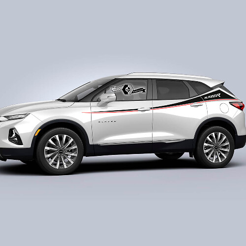 Paar Chevrolet Blazer 2023 Zijdeur Omhoog 2 Kleuren Streep Logo Vinyl Decal Sticker
