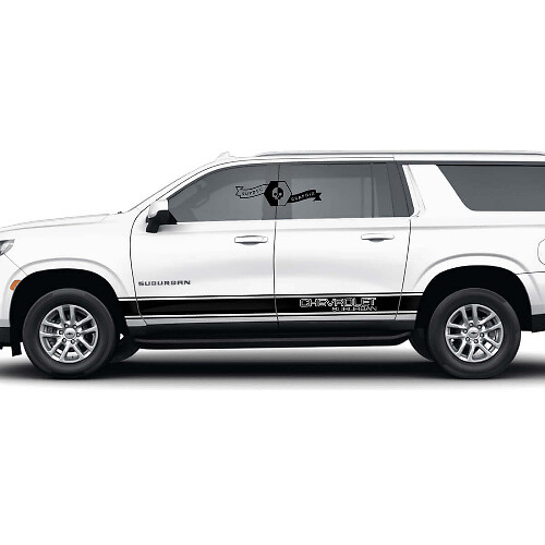 Paar Chevrolet Suburban zijrockerpanelen strepen lijn deuren trim vinyl sticker

