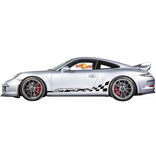 2 Porsche 911 GT3 RS GTS Rocker Panel Side Dambord Vlag Strepen Deuren Kit Sticker Sticker
