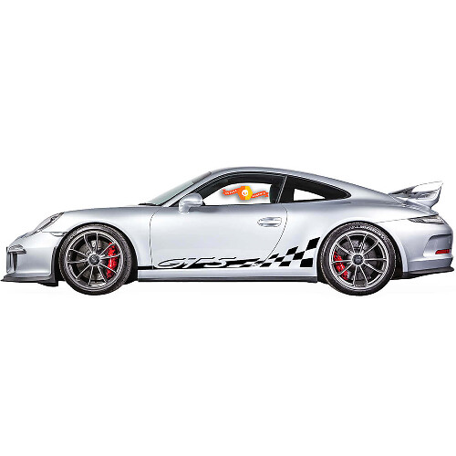 GTS Schuifje Ruit Motief Rocker Panel Strepen Vinyl Decal Kit voor Porsche 911