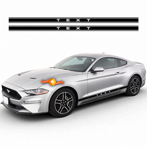TEXT Gespatieerde Letter Dubbele Rail Set Rocker Panel Vinyl Decal Sticker voor Ford Mustang
