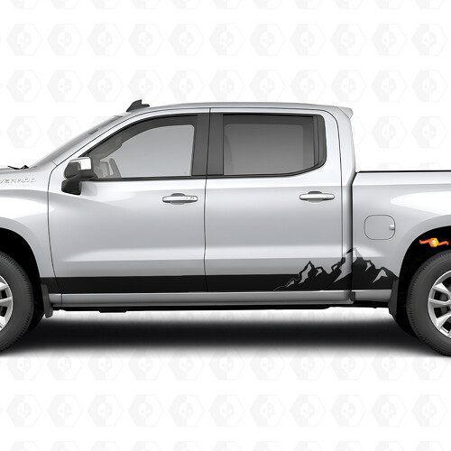 Mountain Range Deur- & Zijklep Vinyl Strepen voor Chevrolet Silverado 1500 T1XX 2019-2026