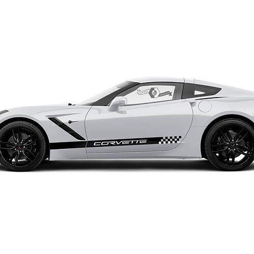 Combineer Chevrolet 2018 Corvette Side Deuren Logo Checkerboard Flag Stripe Vinyl Decal Sticker