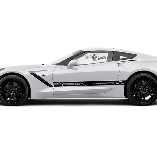 2x Chevrolet 2018 Corvette Side Deuren Logo Nieuwe Stripe Vinyl Decal Sticker