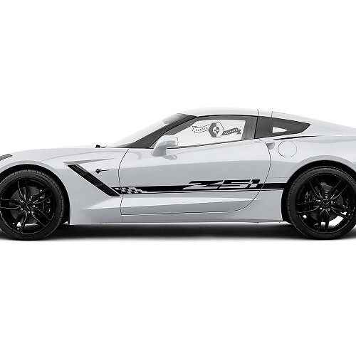 Checkerboard-vlag zijstrips vinylstickers Chevrolet Corvette Z51