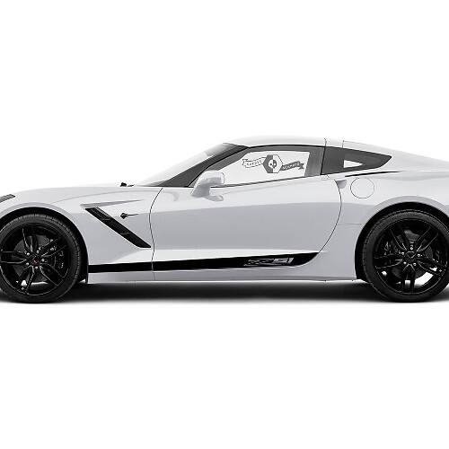 2x Chevrolet Corvette Zijdeuren Logo Z51 Solide Streep Vinyl Sticker Decal
