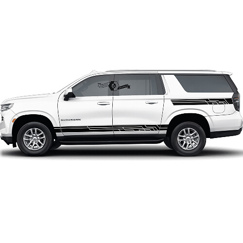 Paar Chevrolet Suburban Zijrockerpaneelstrepen Lijnen Deuren Bed Vinyl Sticker
