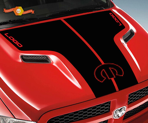 Aangepaste dubbele strepen motorkap vinyl decal sticker voor Dodge RAM 1500 Rebel 2015-17