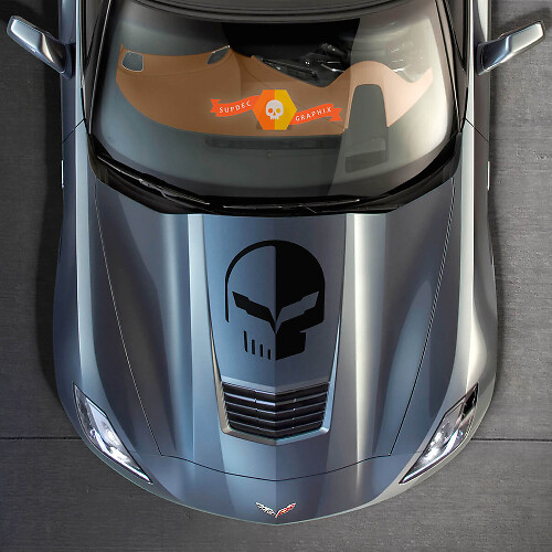 Racing Skull Motorkap Vinyl Sticker voor Chevrolet Corvette C7