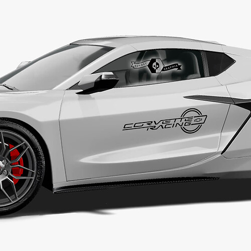 2x Chevrolet Corvette Racing zijdeuren Z06 Logo vlag vinyl sticker sticker