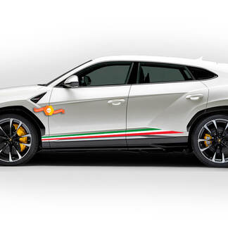 Paar Lamborghini Urus 2021 2022 2023 Italiaanse vlag Side Rocker Panel Lines Stripes Vinyl Decal Sticker Graphics
