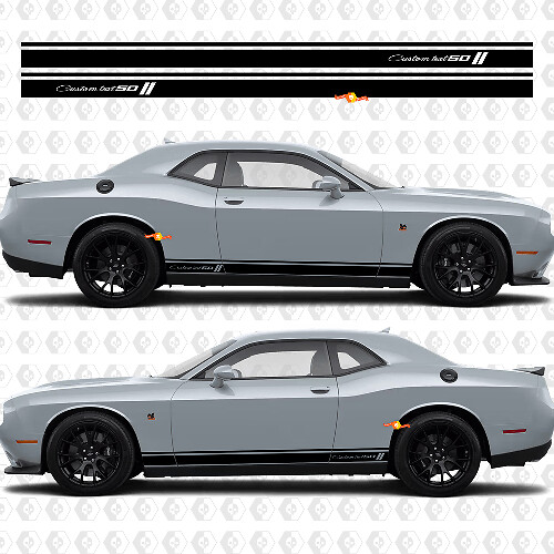 50e Jubileum Stijl Strepen Rocker Panel Vinyl Stickers voor Dodge Challenger