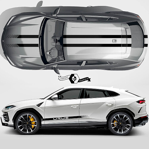 Zijdeuren Motorkap Daklijnen Geruite Strepen Vinyl Decal Sticker Graphics 2 Voor Lamborghini Urus 2021 - 2023