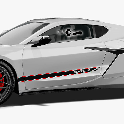 Vinyl stickers met geruite zijstreep voor Chevrolet Corvette