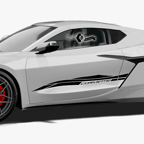 2x Chevrolet Corvette Z06 zijdeuren omhoog strepen strepen vinyl logo sticker
