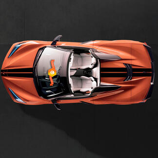 2020 2022 2023 Chevrolet Corvette C8 Stingray Hood Dak Achterstrepen Corvette Dual Solid Logo Decal Strepen
