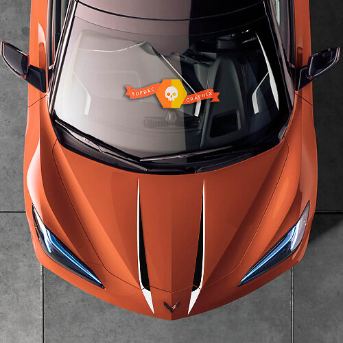 Dubbele motorkapstrepen vinyl decal kit voor Chevrolet Corvette C8 Stingray 2020-2023