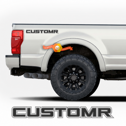 CUSTOMR Double Outline Lettering Pair Laadbakzijde Vinylsticker voor Ford F-150