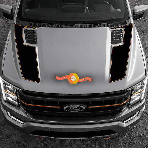 Dubbele motorkapstrepen vinyl decal kit voor Musclecar F-150 Tremor 2022-2023