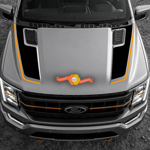 Dubbele motorkapstrepen vinyl sticker voor Musclecar F-150 2022-2023