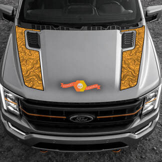 2023 Ford F-150 Tremor Hood Graphics 2022-2023+ omgekeerde topografische kaart Ford vinyl stickers 2 kleuren
