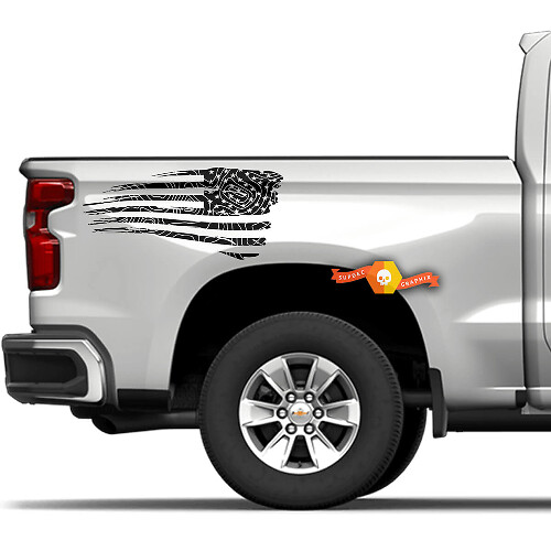 USA Vlag Topografische Stijl Vinyl Sticker Voor Zijwand Van Vrachtwagen