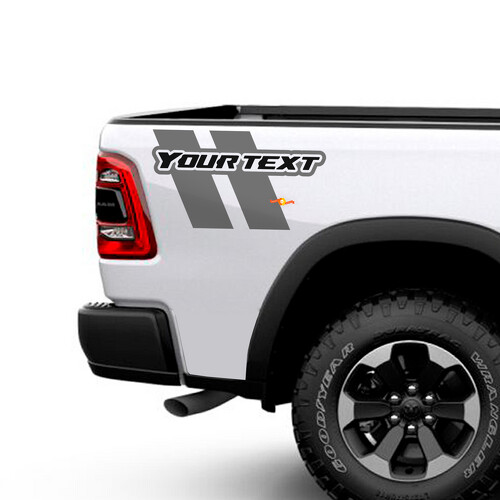 Aangepaste tekst dubbele strepen bedplaat vinyl decal sticker voor Dodge Ram 1500